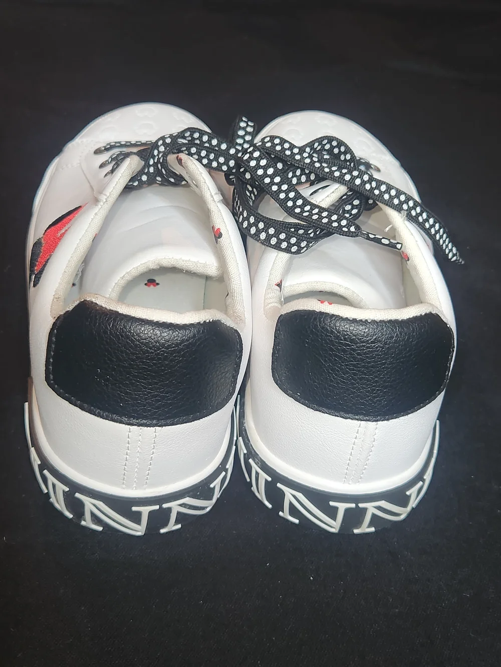 Disney White Sneakers with Black and Red Minnie Accent